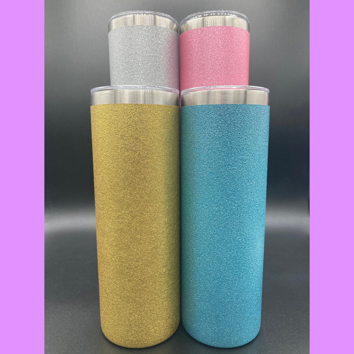 20oz Skinny/Straight Rimmed Mega Glitter Sublimation Tumbler Captive
